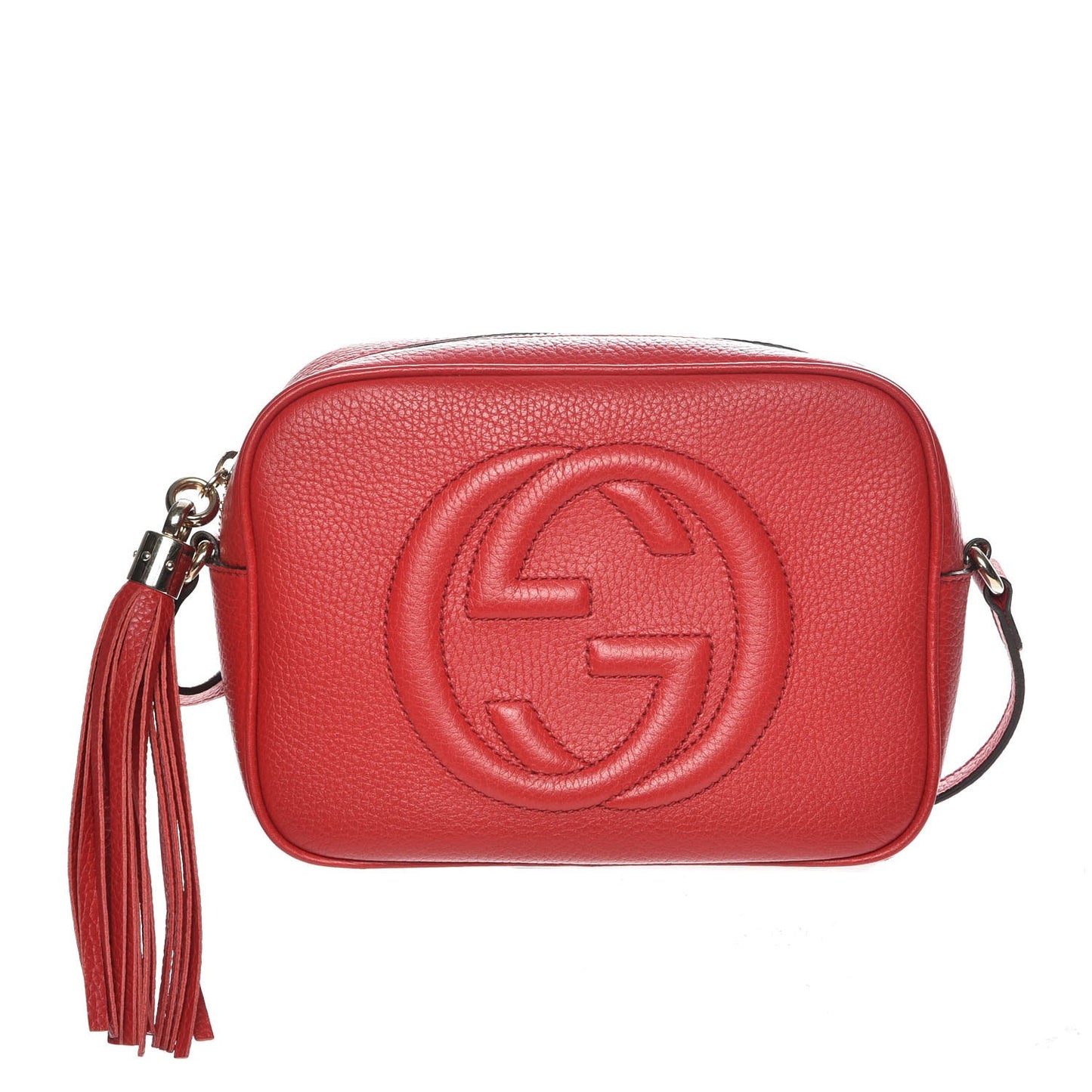 Pebbled Calfskin Small Soho Disco Bag Vibrant Red
