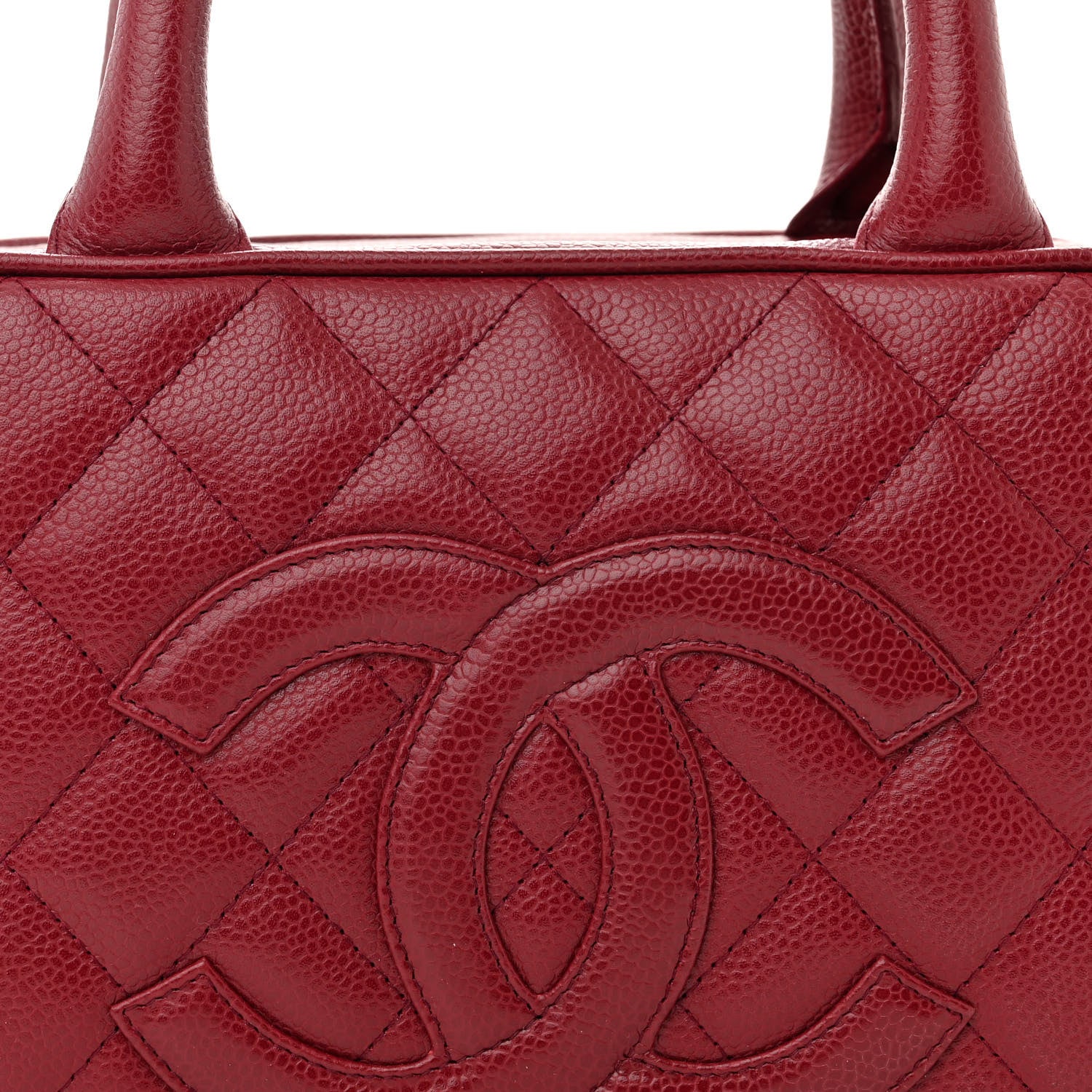 Chanel Caviar Quilted Small Bowler Dark Red 8 of 13