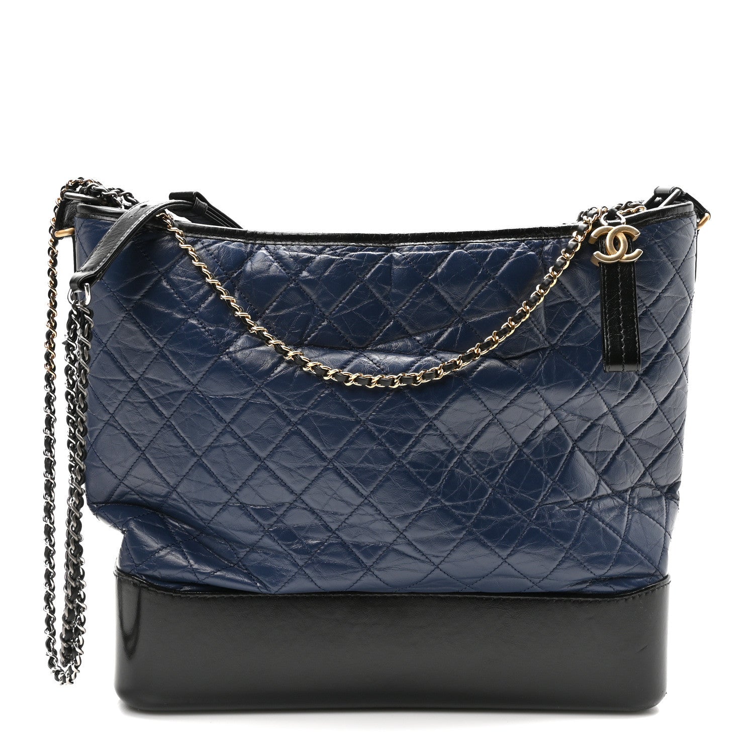 Chanel Aged Calfskin Quilted Maxi Gabrielle Hobo Navy Black 1 of 10