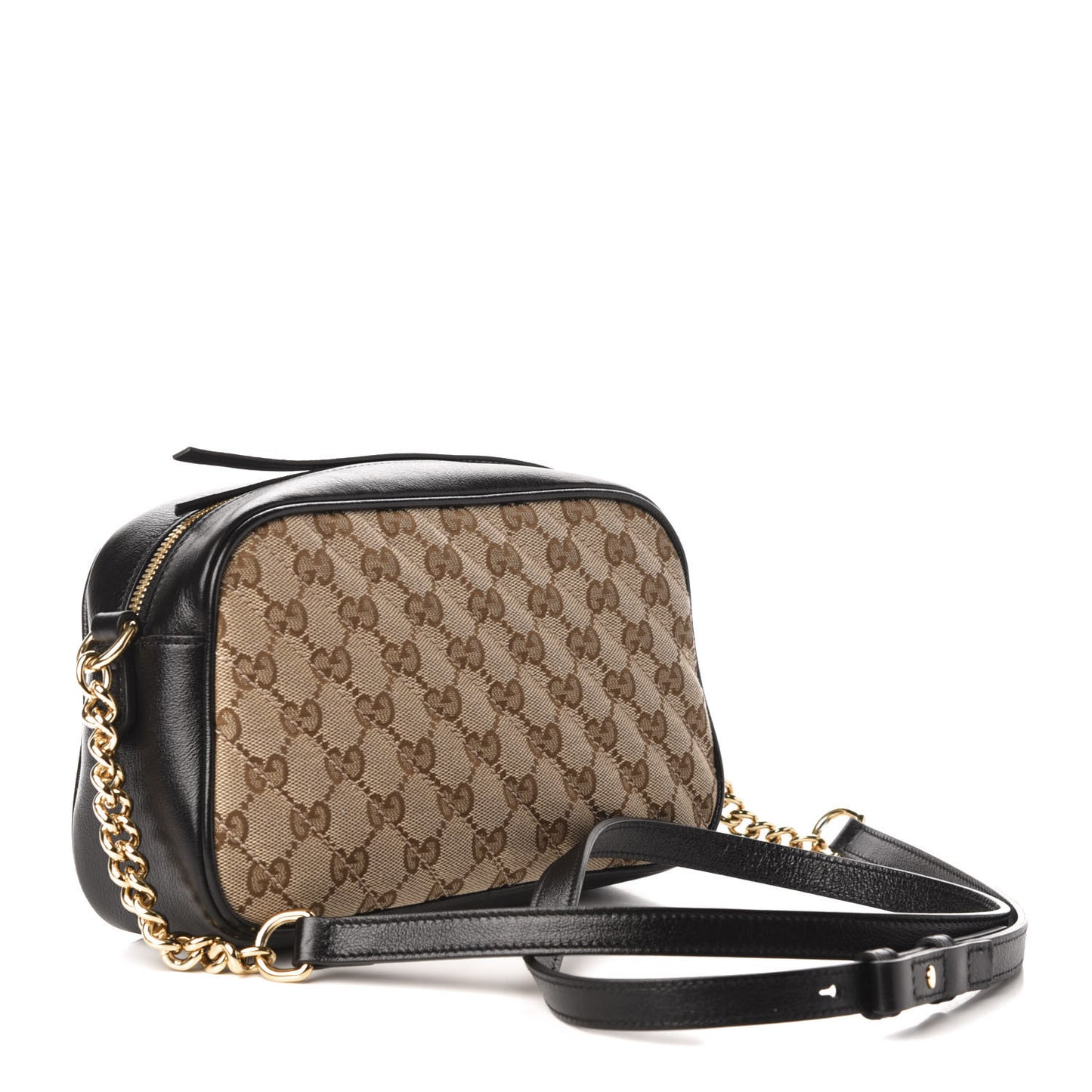 Monogram Matelasse Diagonal Small GG Marmont Chain Shoulder Bag Beige Black