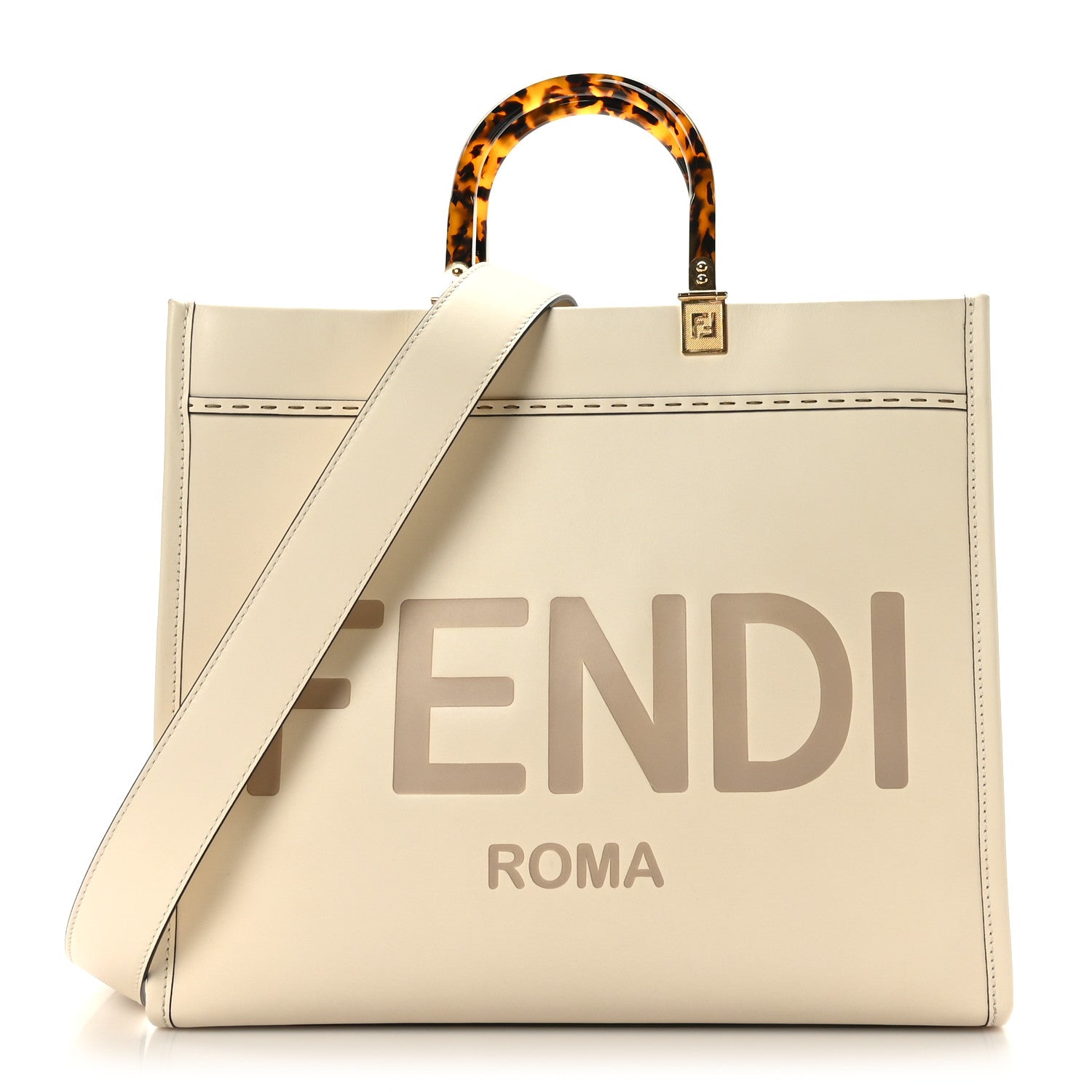 Fendi Vitello King Plexiglass Medium Fendi Sunshine Shopper Tote White Ice 1 of 15