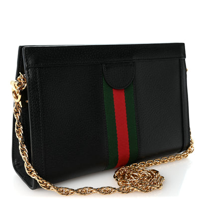 Gucci Calfskin GG Web Small Ophidia Chain Shoulder Bag Black 3 of 10