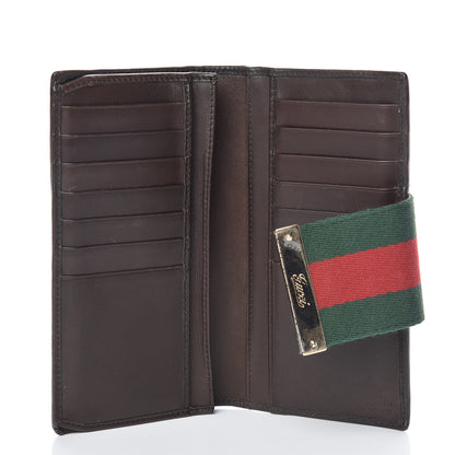 Gucci Monogram Calfskin Ladies Web Continental Wallet Beige Ebony Cocoa 5 of 11