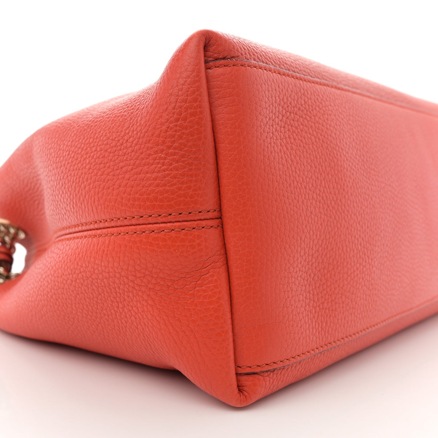 Pebbled Calfskin Medium Soho Chain Shoulder Bag Sun Orange