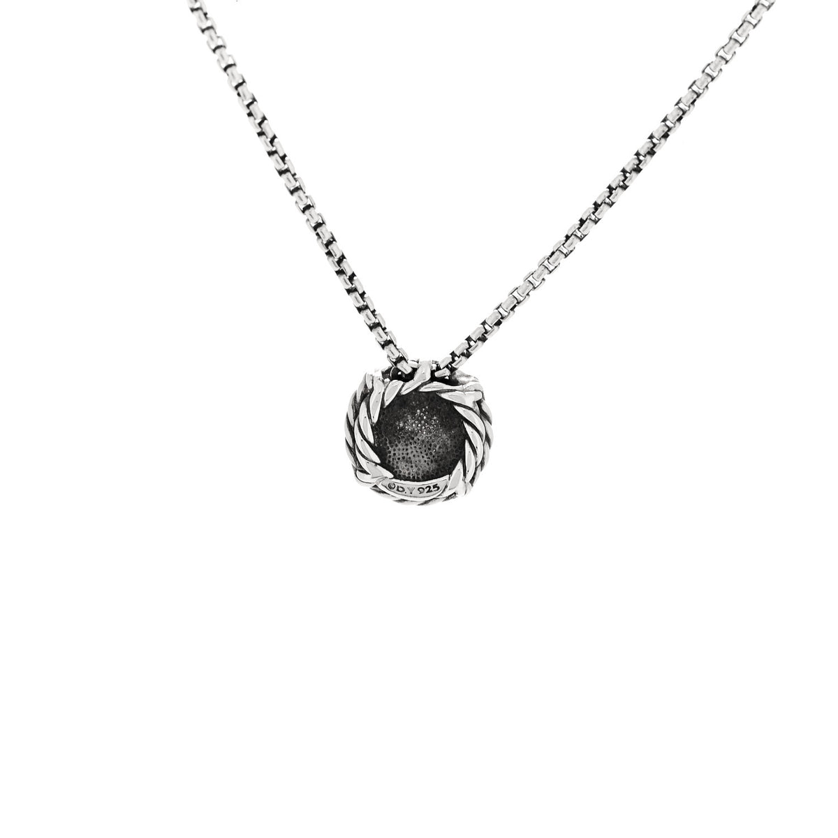 Sterling Silver Black Onyx 8mm Petite Chatelaine Pendant Necklace