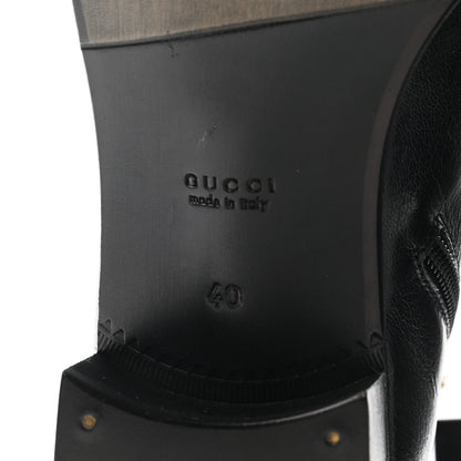 Gucci Goatskin Kitten Chain Horsebit Ankle Boots 40 Black 7 of 11