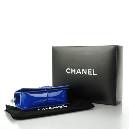 Chanel Patent Calfskin Medium Plexiglass Boy Flap Blue 4 of 7