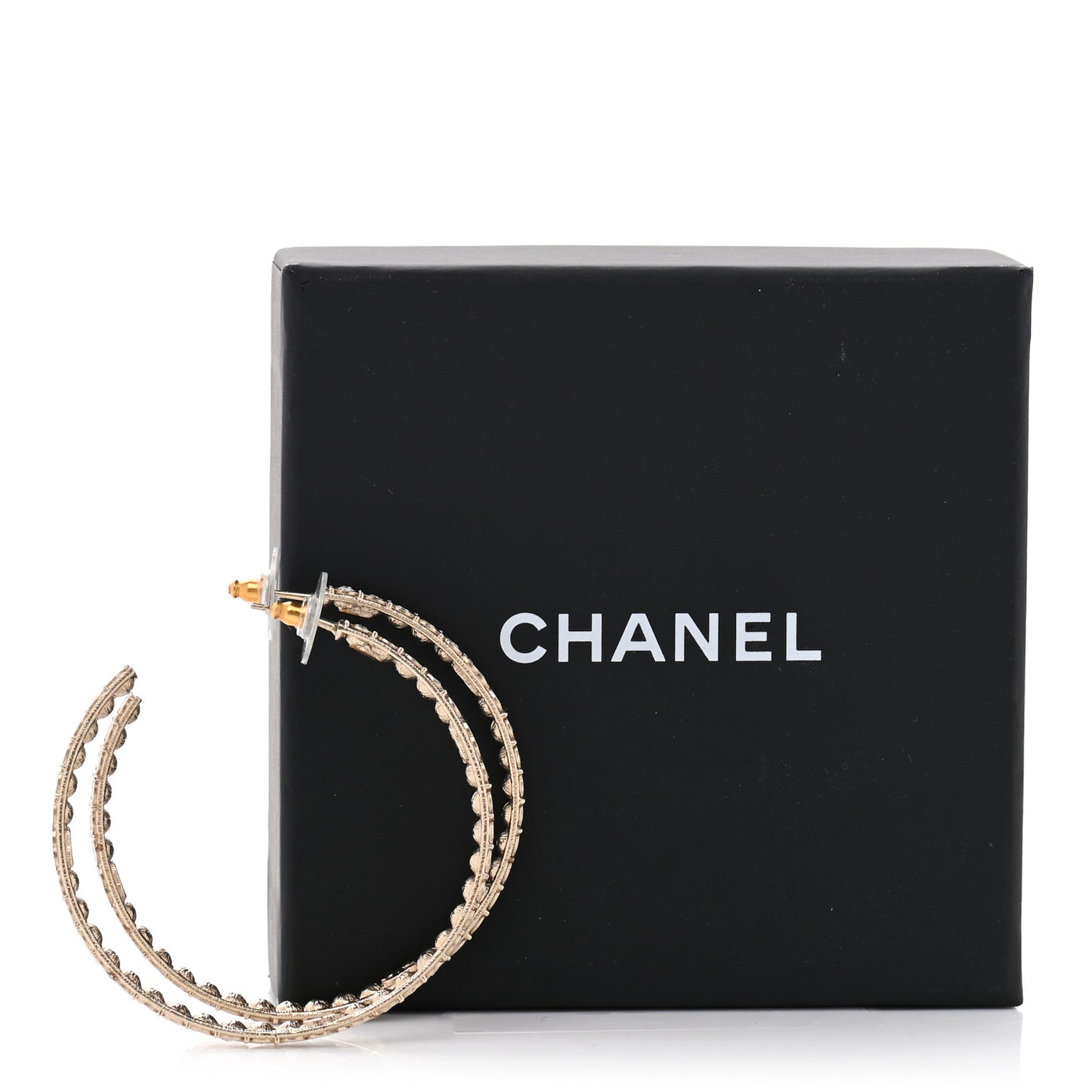 Crystal CC Hoop Earrings Gold