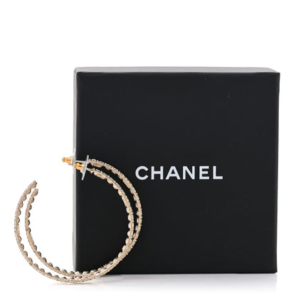 Chanel Crystal CC Hoop Earrings Gold 5 of 5
