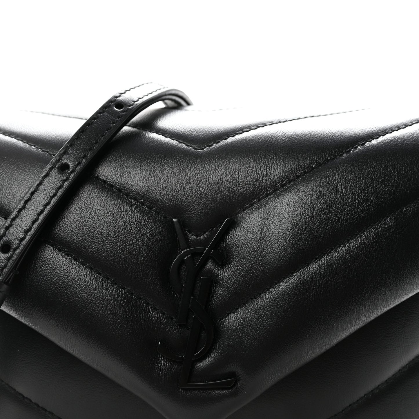 Calfskin Y Quilted Monogram Monochrome Toy Loulou Crossbody Bag Black