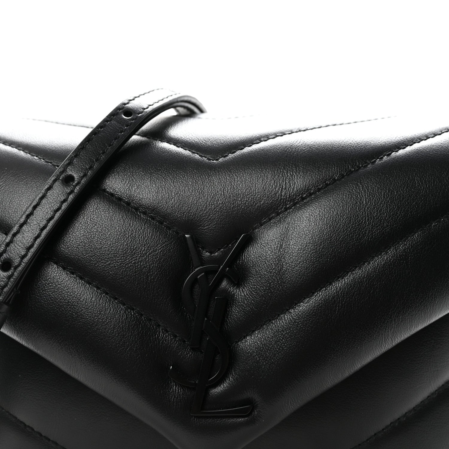 Saint Laurent Calfskin Y Quilted Monogram Monochrome Toy Loulou Crossbody Bag Black 6 of 9