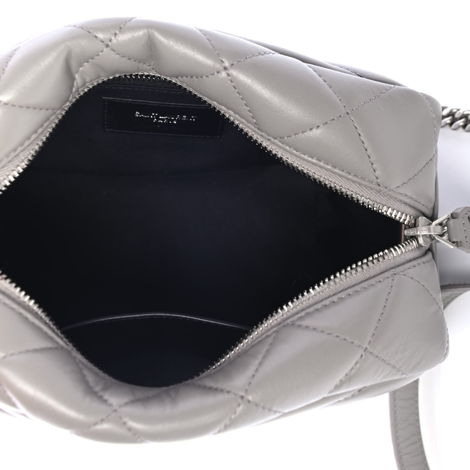 Saint Laurent Calfskin Y Quilted Monogram Small Loulou Bowling Bag Light Gray 4 of 4