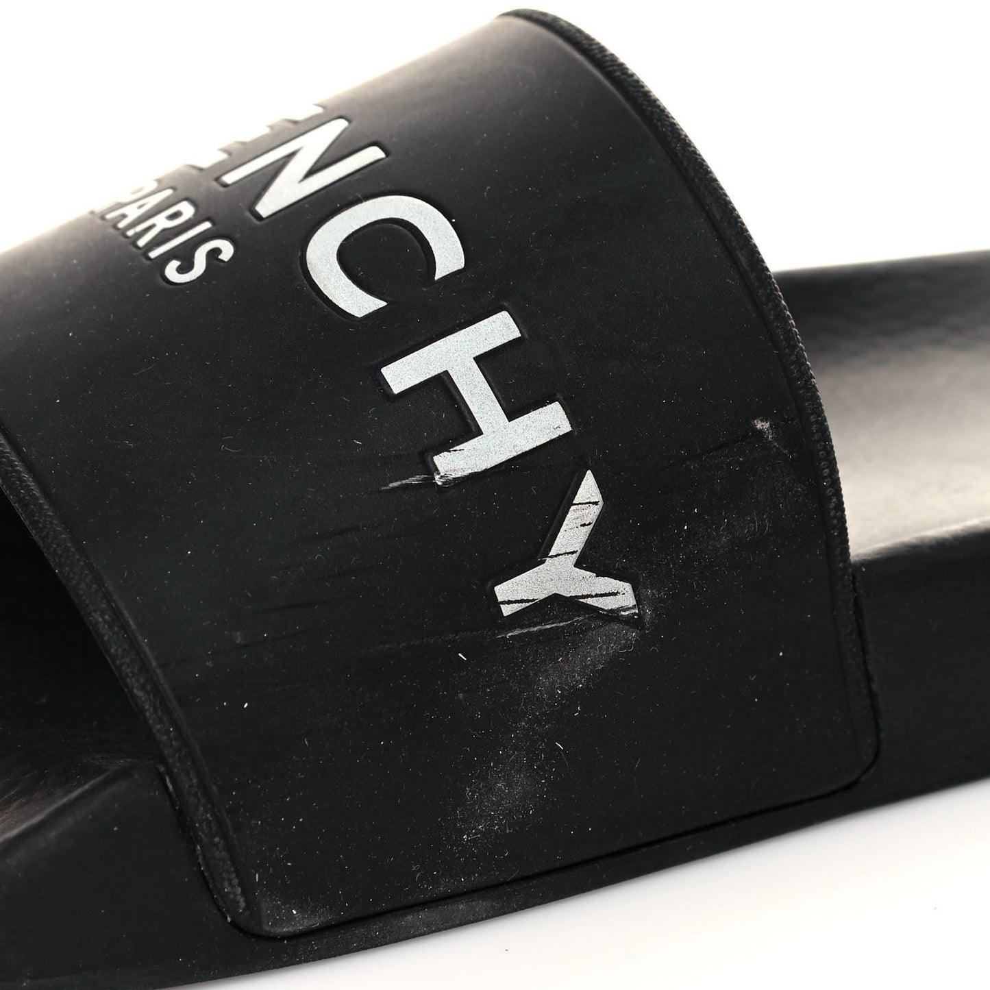 Rubber Logo Mens Pool Slide Sandals 44 Black