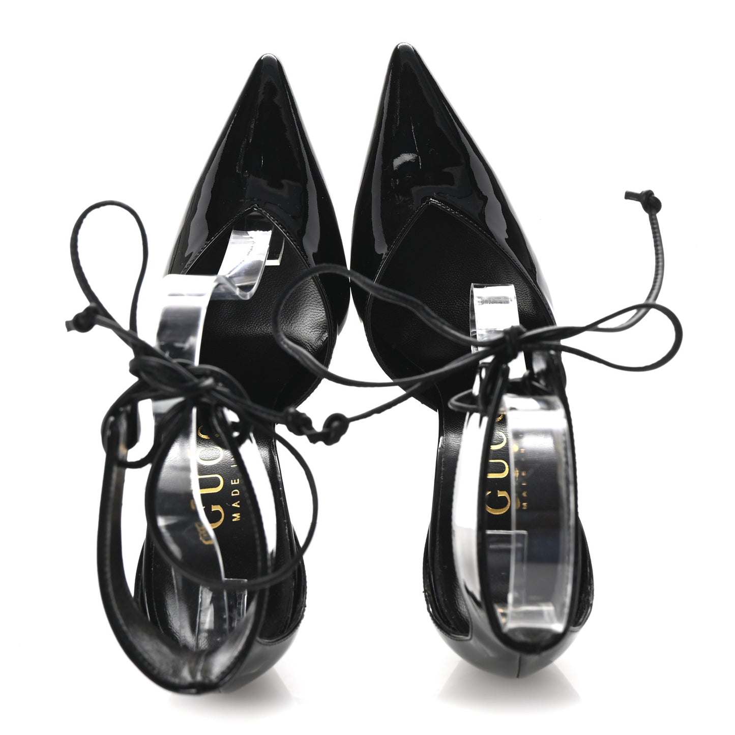 Vitello Vernice Soft Nappa Priscilla Ankle Cuff Pumps 37.5 Black