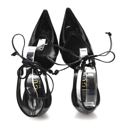 Gucci Vitello Vernice Soft Nappa Priscilla Ankle Cuff Pumps 37.5 Black 2 of 10