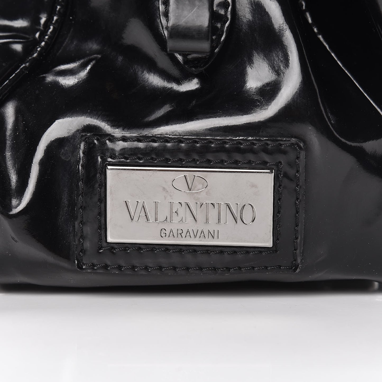 Patent Lacca Bow Bowler Tote Black