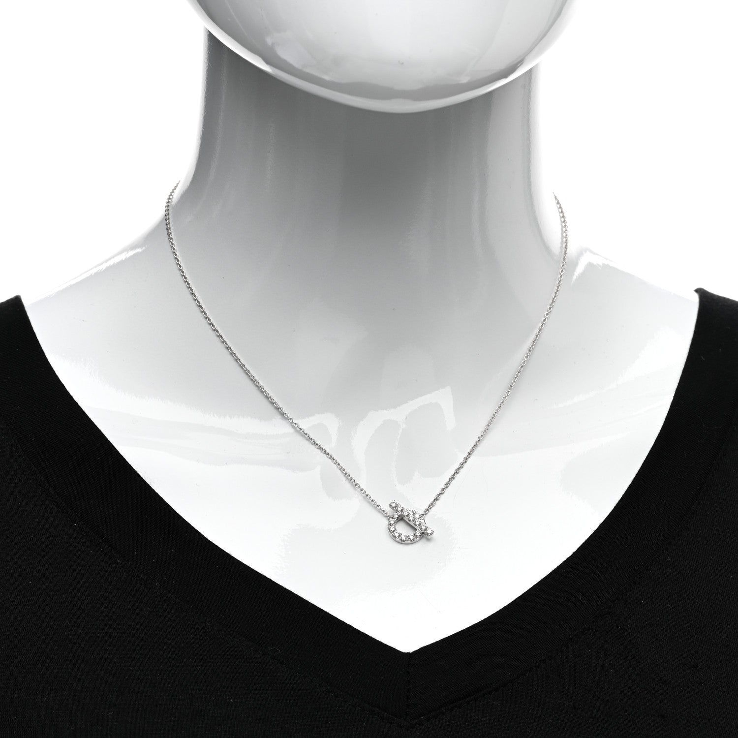 Hermes 18K White Gold Diamond Finesse Pendant Necklace 2 of 4