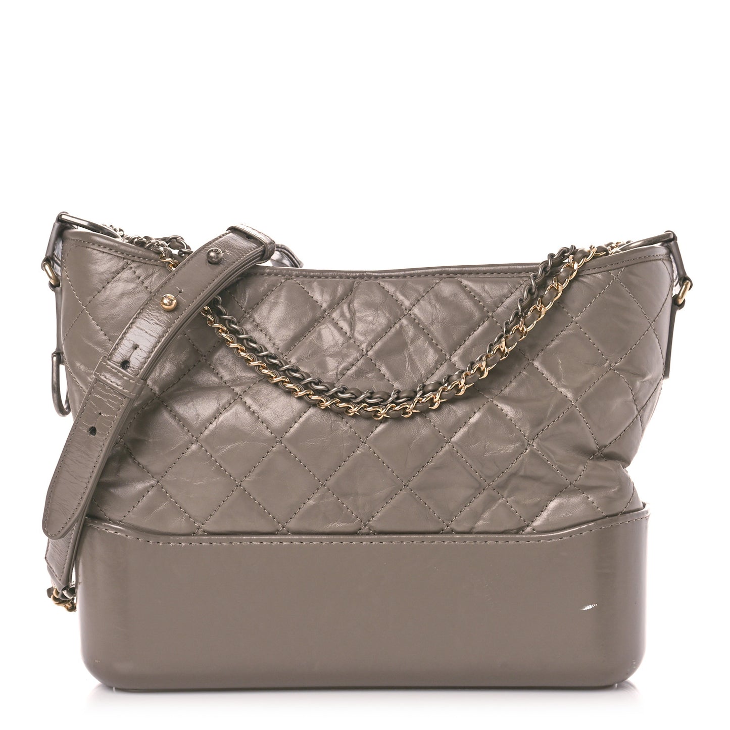 Aged Calfskin Quilted Medium Gabrielle Hobo Grey