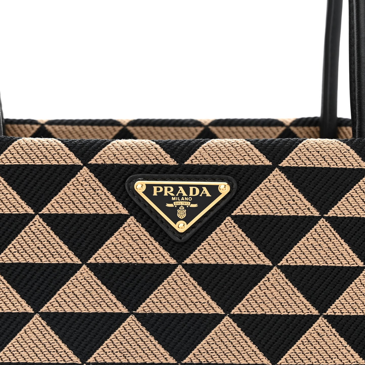 Jacquard Triangolo Symbole Embroidered Small Shoulder Bag Black Corda