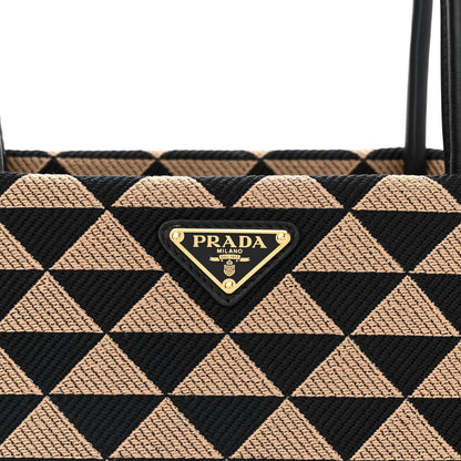 Prada Jacquard Triangolo Symbole Embroidered Small Shoulder Bag Black Corda 10 of 12