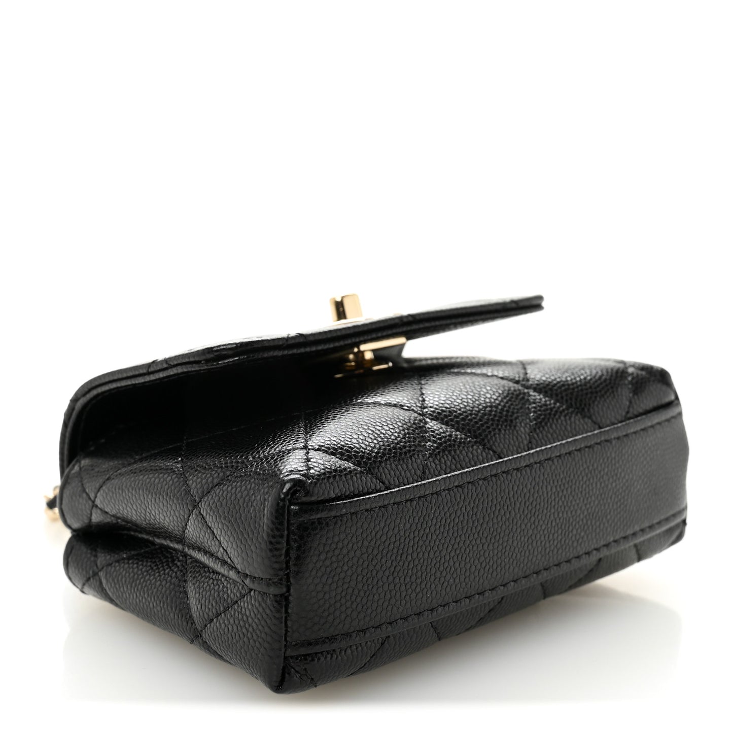 Caviar Quilted Nano Coco Handle Clutch With Chain Black