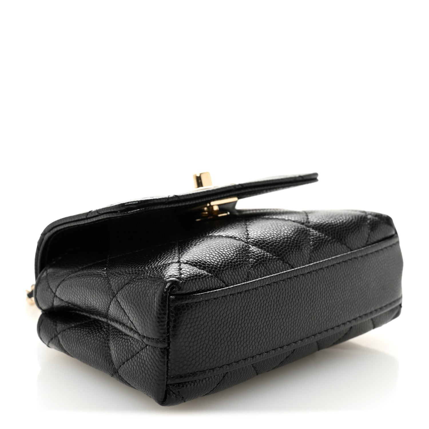 Chanel Caviar Quilted Nano Coco Handle Clutch With Chain Black 4 of 11