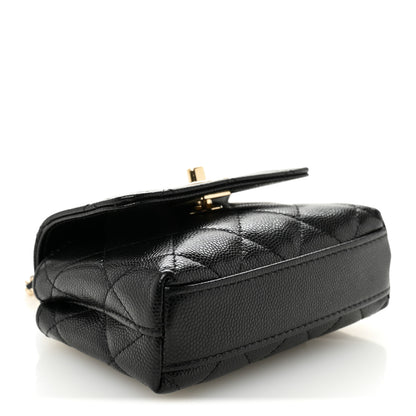 Chanel Caviar Quilted Nano Coco Handle Clutch With Chain Black 4 of 11