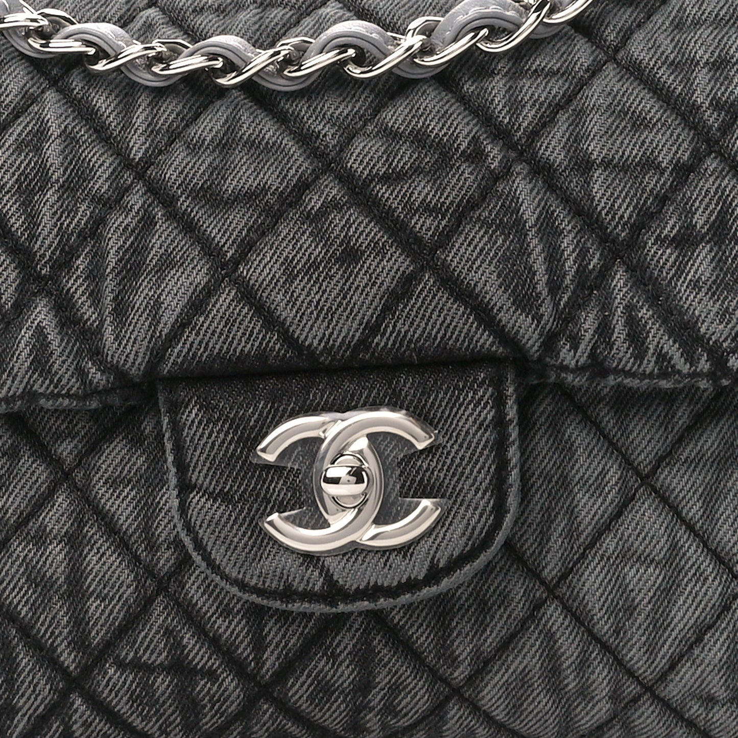 Denim Quilted Denimpression Flap Grey Black