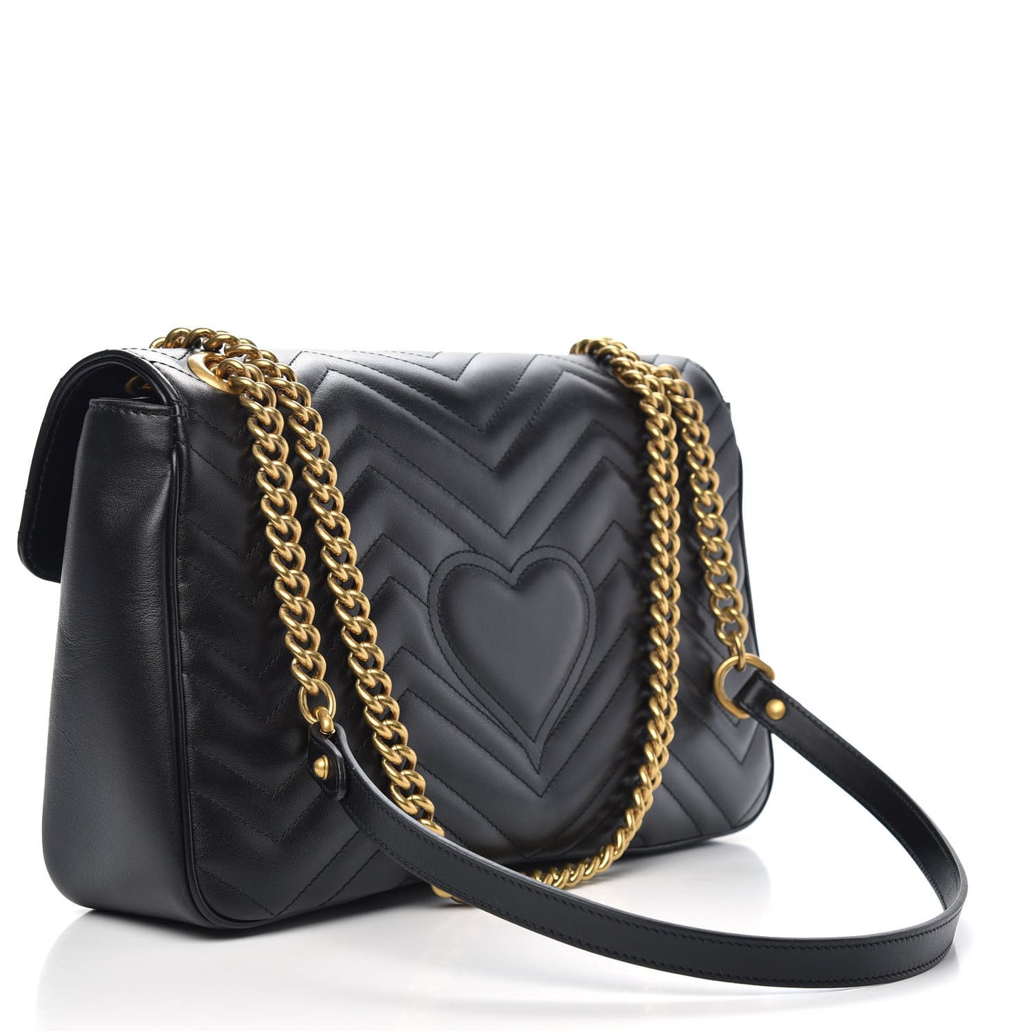 Calfskin Matelasse Medium GG Marmont Shoulder Bag Black