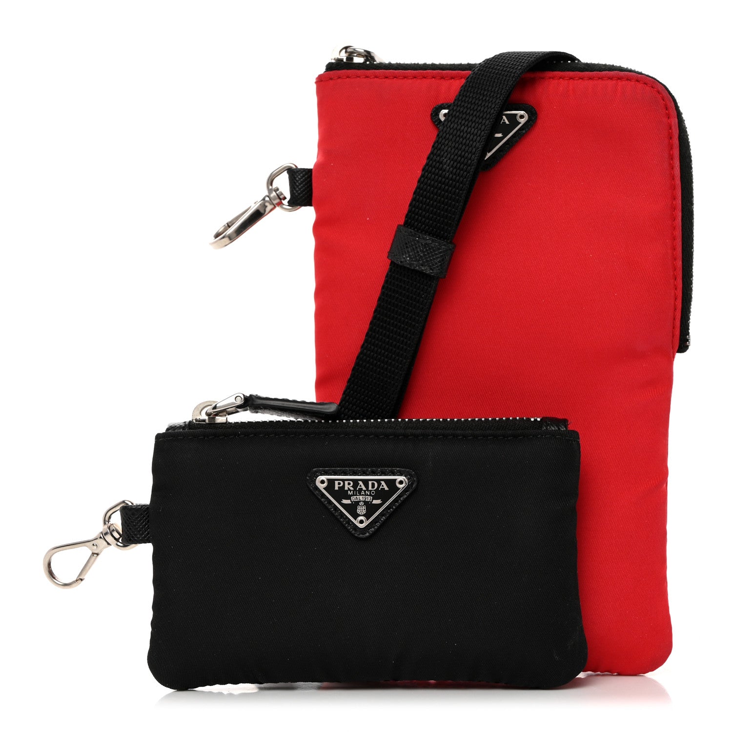 Prada Tessuto Nylon Phone Case Crossbody Rosso Black 1 of 7