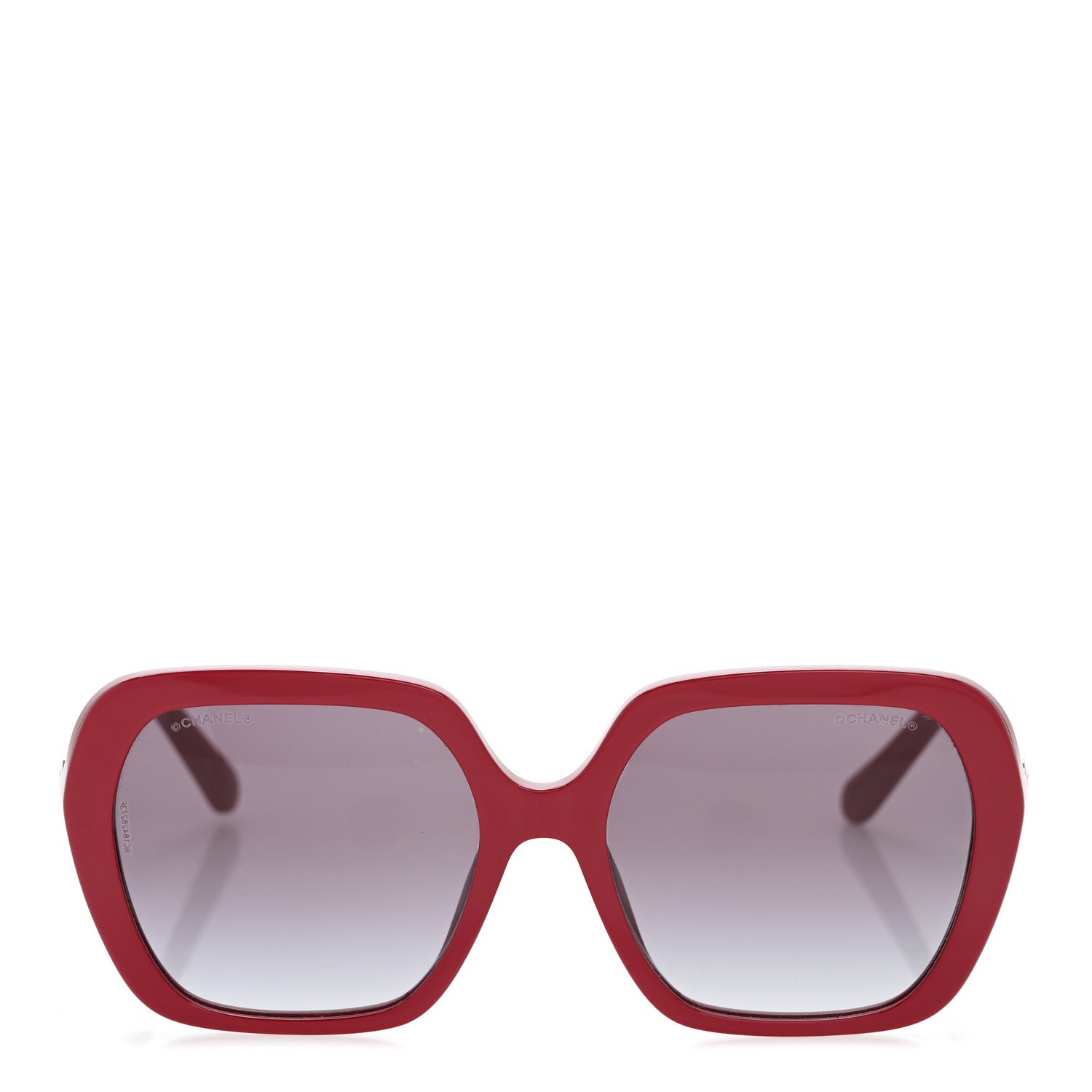 Chanel Acetate Polarized Square CC Heart Sunglasses 5521-A Red 2 of 8