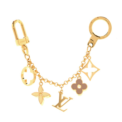 Louis Vuitton Brass Enamel Fleur De Monogram Bag Charm Chain Gold 1 of 5