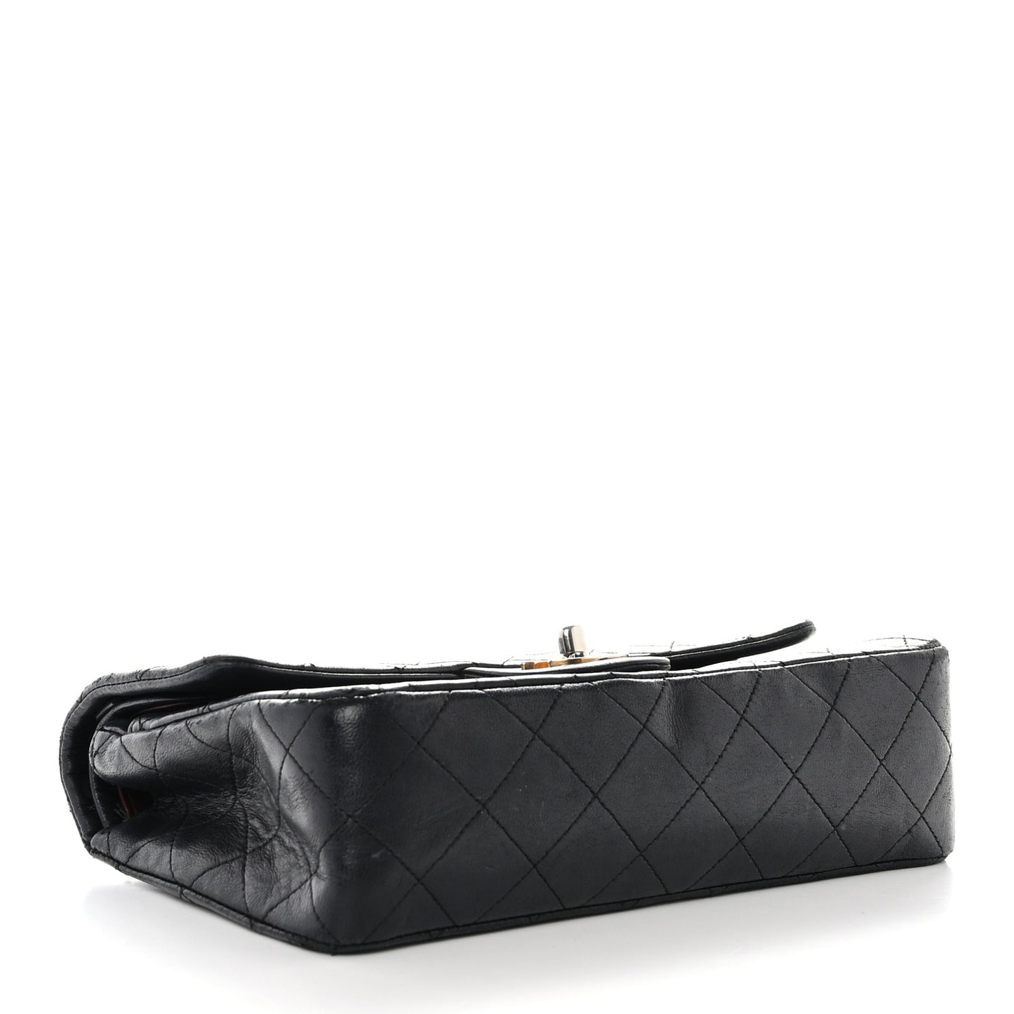 Lambskin Quilted Medium Double Flap Black