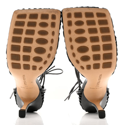 Bottega Veneta Mesh Nappa Stretch Ankle Tie Sandals 38 Black 6 of 13