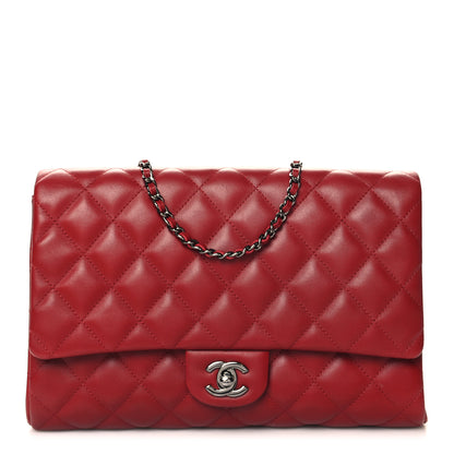 Chanel Lambskin Quilted Clutch With Chain Flap Red 1 of 11