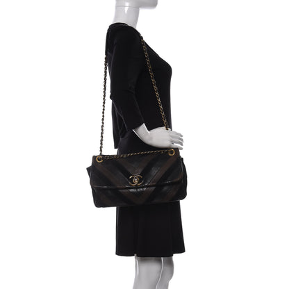 Chanel Suede Lambskin Glazed Calfskin Lady Vintage Chevron Flap Black Brown 2 of 10