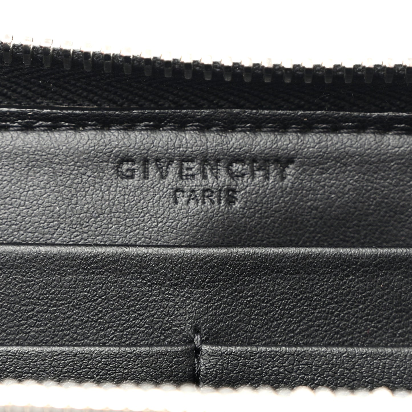 Calfskin Logo Star Embossed Zip Around Wallet Black