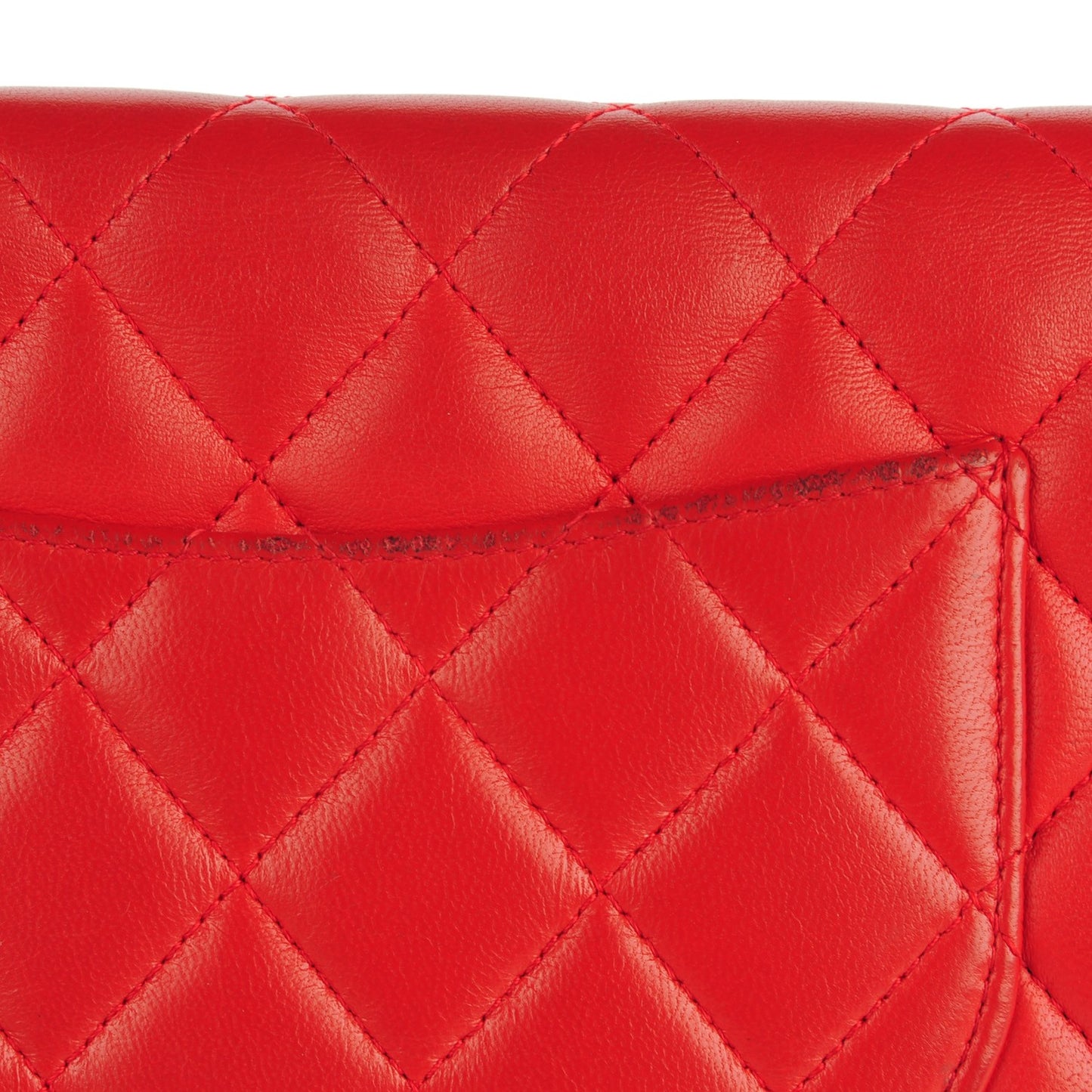 Lambskin Quilted Wallet On Chain WOC Red