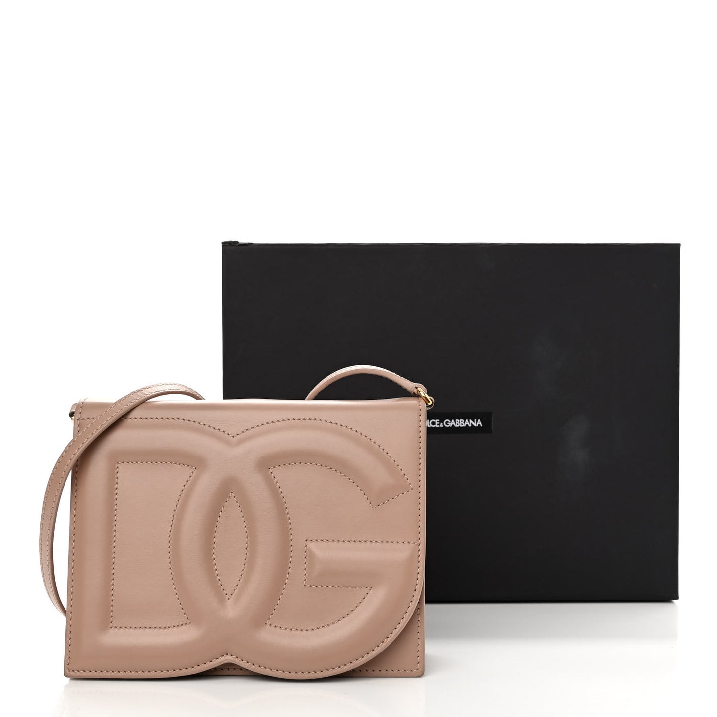 Calfskin DG Logo Flap Crossbody Bag Cipria