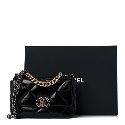 Chanel Shiny Crumpled Calfskin Quilted Medium Chanel 19 Flap Black 9 of 11