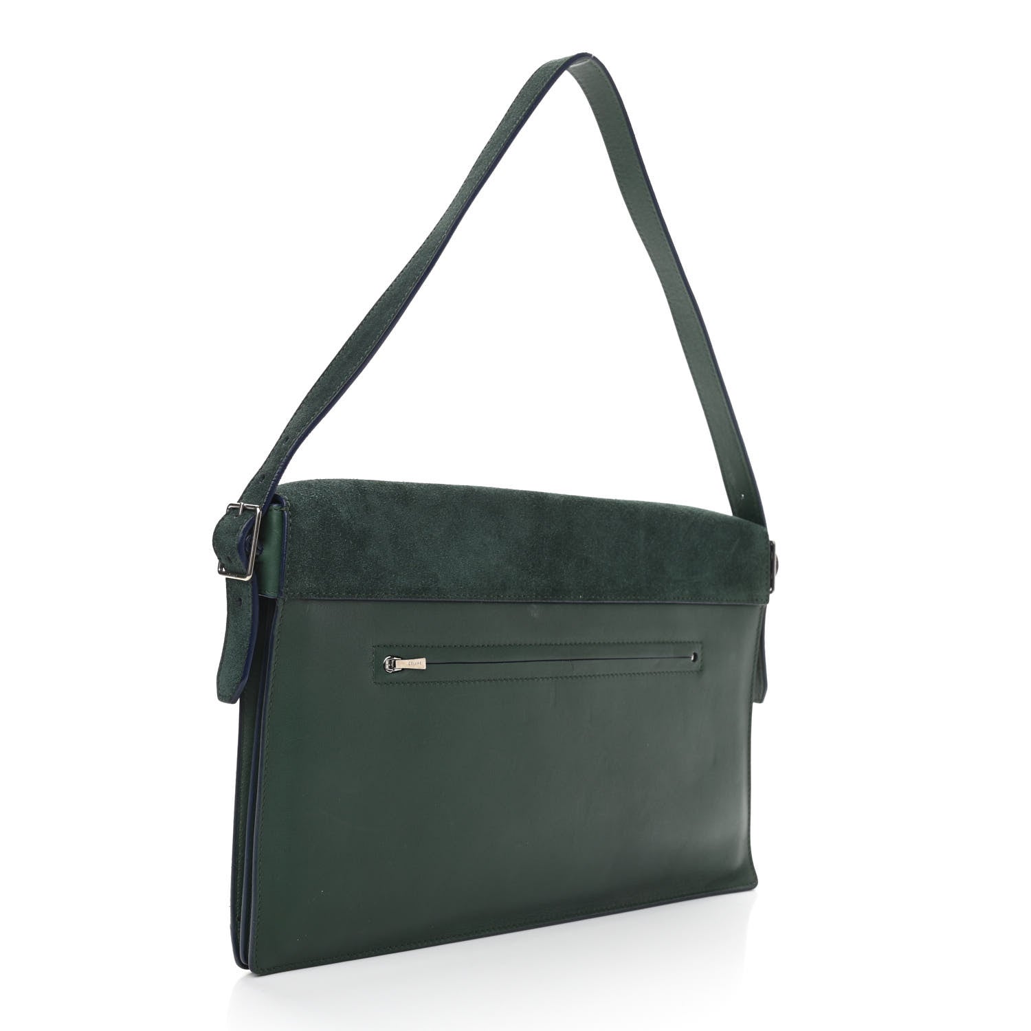 Celine Suede Calfskin Pony Hair Medium Tri-Color Diamond Shoulder Bag Green 3 of 10