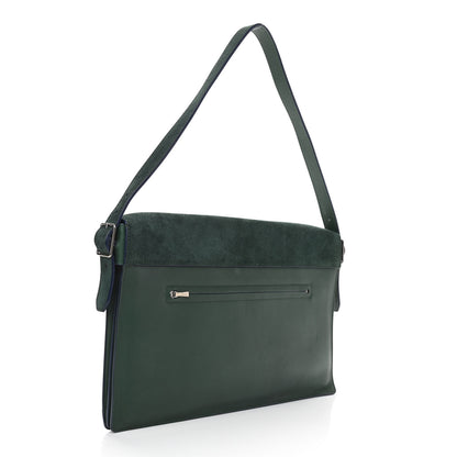 Celine Suede Calfskin Pony Hair Medium Tri-Color Diamond Shoulder Bag Green 3 of 10