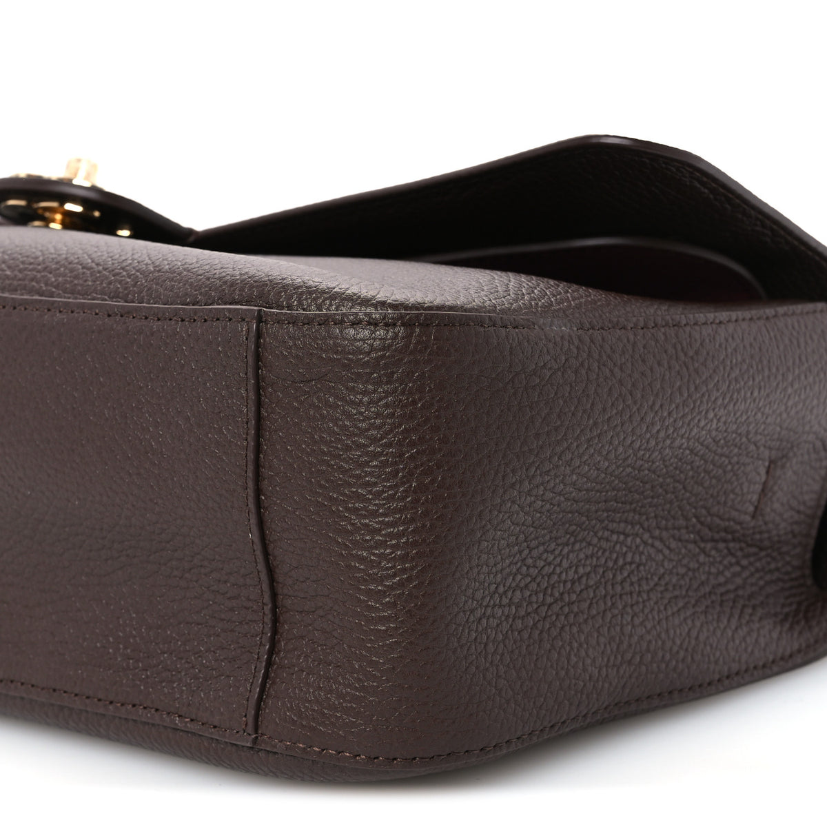 Grained Calfskin Small Souplissimo Maxi Flap Dark Brown