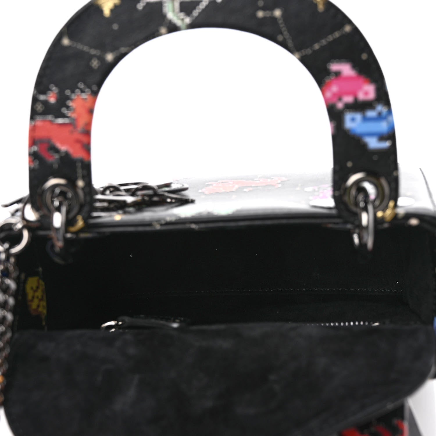 Christian Dior Calfskin Pixel Zodiac Mini Lady Dior Black Multicolor 5 of 8