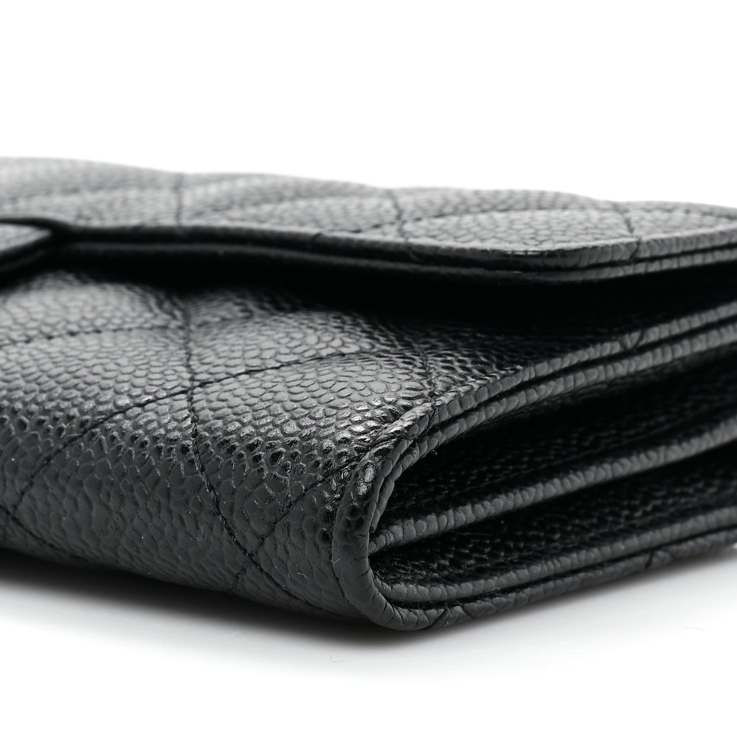 Caviar Quilted Large Gusset Flap Wallet Black