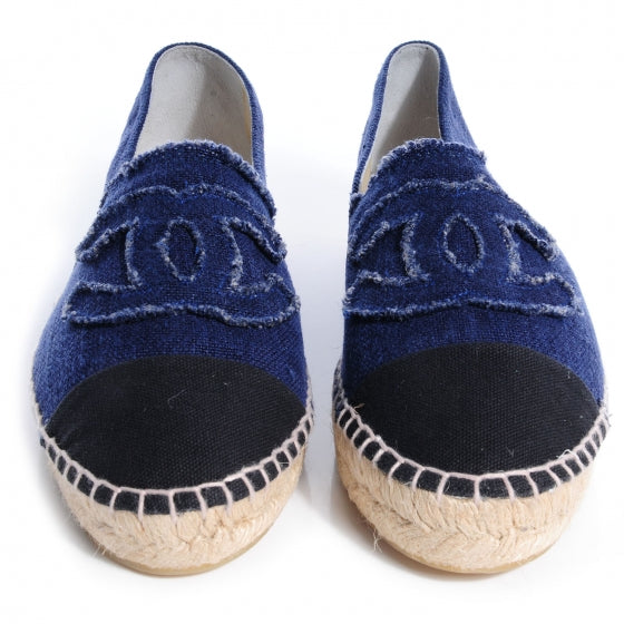 Denim Canvas Espadrilles 42 Blue Noir