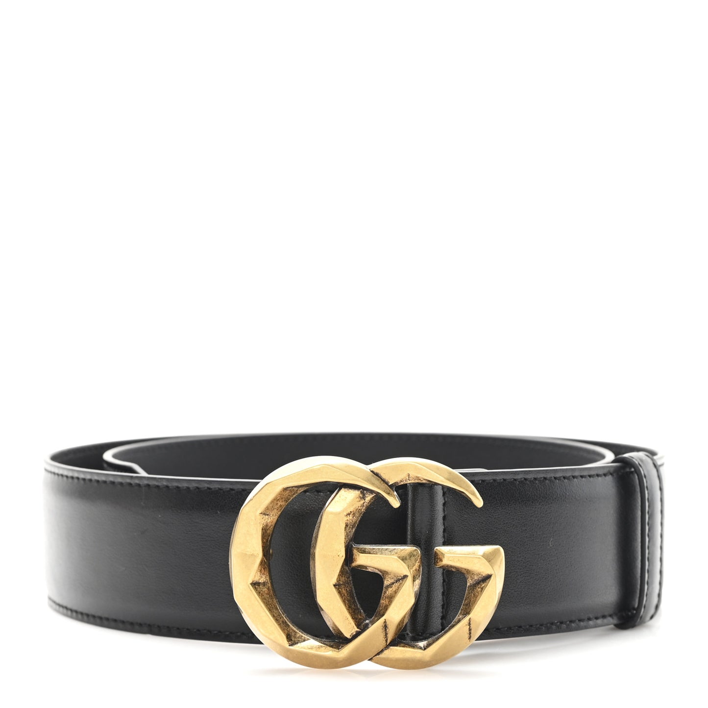 Plutone Calfskin Geometric Double G 40mm Belt 80 32 Black