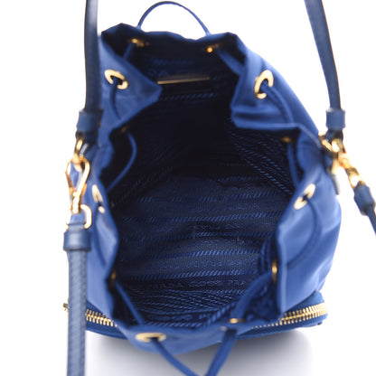 Prada Saffiano Tessuto Nylon Mini Bucket Crossbody Bag Royal 5 of 10