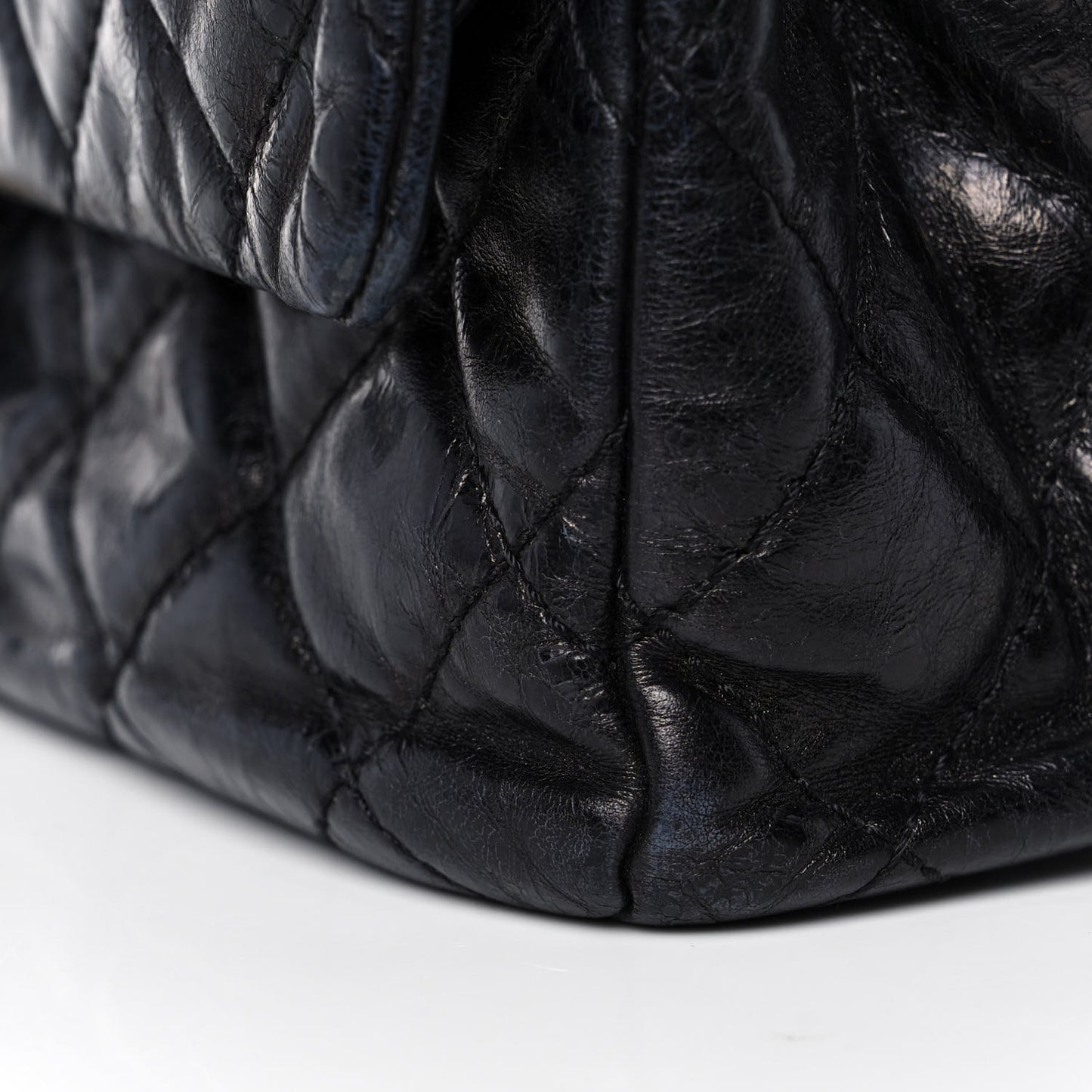 Glazed Aged Calfskin Quilted 2.55 Reissue 227 Flap Dark Navy