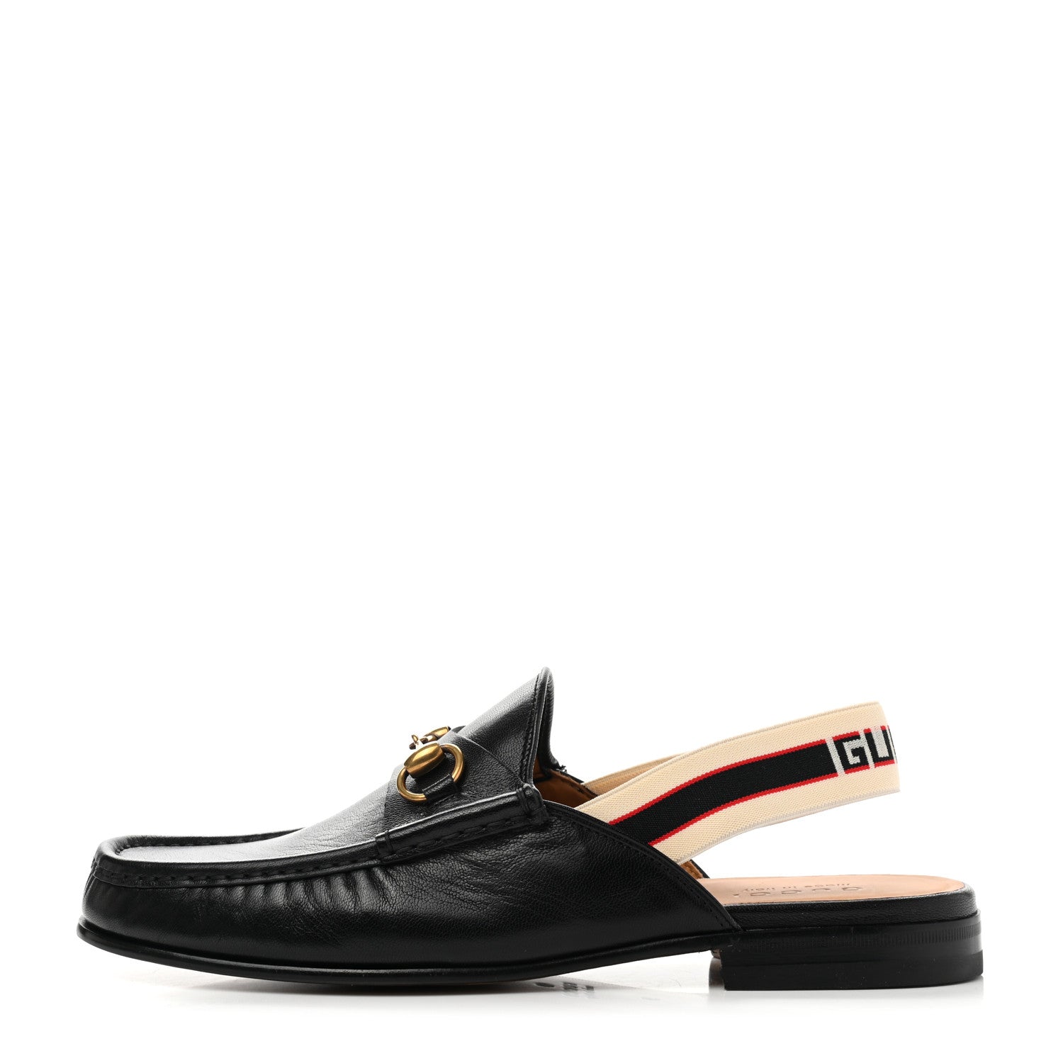 Gucci Goatskin Stripe Mens Horsebit Slingback Slippers 9 Black 1 of 9